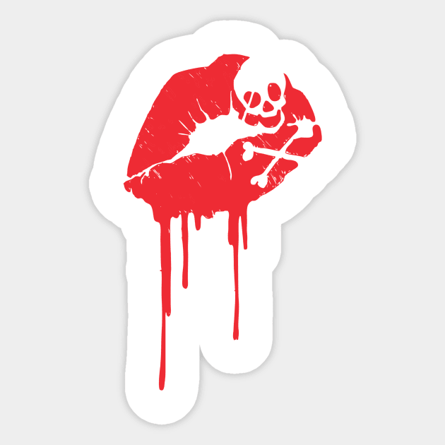 Fatal Kiss Black Lips And Skull Popular Tattoo Inspired Sticker by Stick Figure103